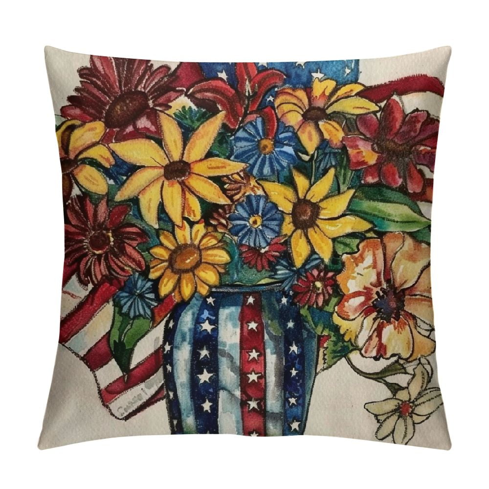 COMIO America The Beautiful Let Freedom Ring Throw Pillow Covers, Freedom 4th of July