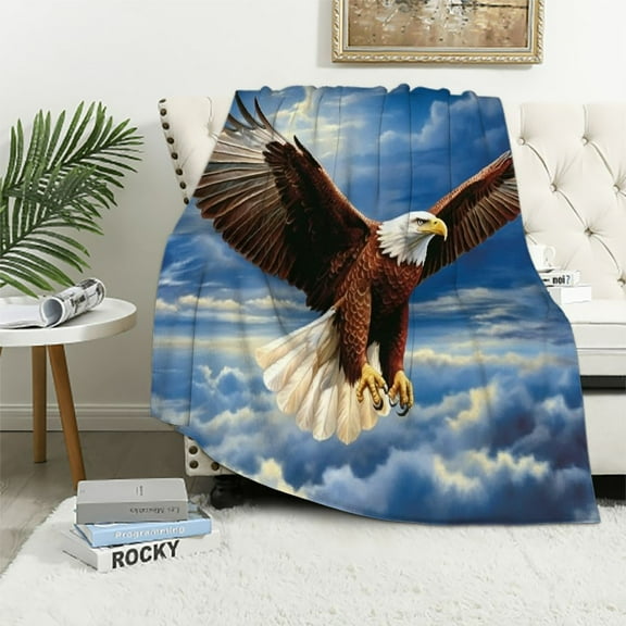 COMIO American Eagle Blanket for Bed, Eagle Throw Blanket for Men, Women and Kids - Super Soft Plush Eagle Blanket Throw Print Blanket for Eagle Lovers