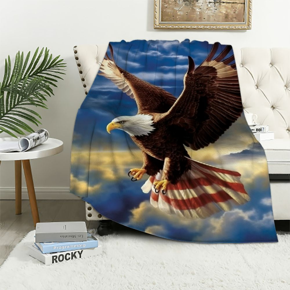 Eagle Rose Pattern Print Blanket