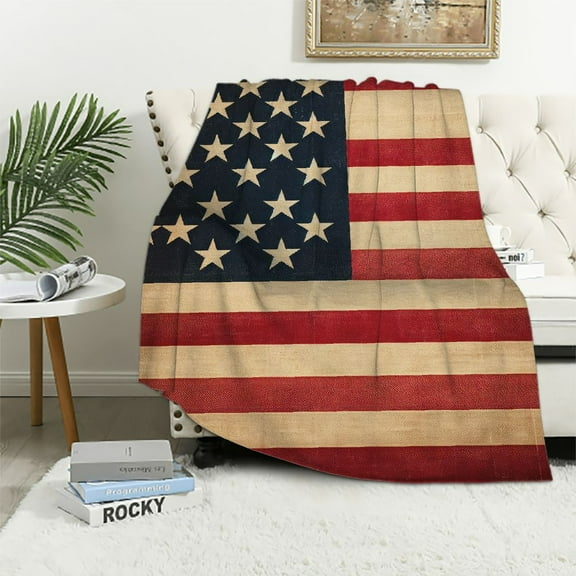COMIO American Flag Blanket USA Flag Soft Warm Throw Print Blanket for Couch Bed