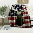 thumbnail image 1 of COMIO American Flag Deer Blanket, Soft Warm Fuzzy Plush Blanket, Smooth Cozy Flannel Throw Blanket for Bed/Couch/Office/Camping, 1 of 6