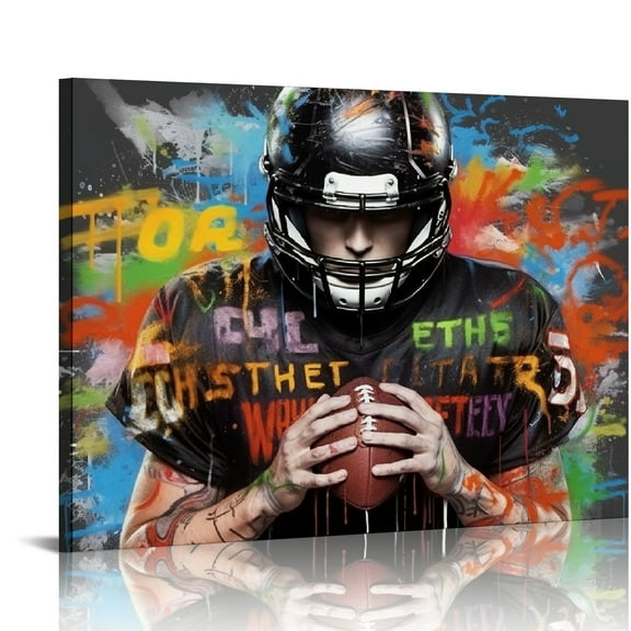 COMIO  American Football Canvas Wall-Art for Bedroom Room Decor for Teen Boys Graffiti Wall Art