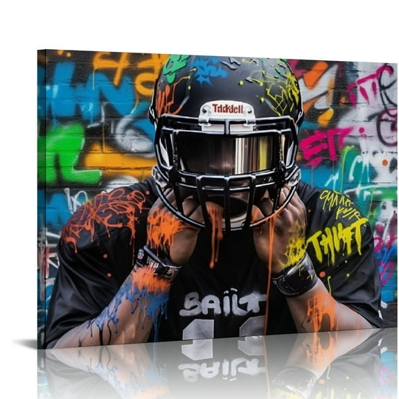 COMIO American Football Canvas Wall-Art for Bedroom - Room Decor for Teen Boys - Graffiti Wall Art