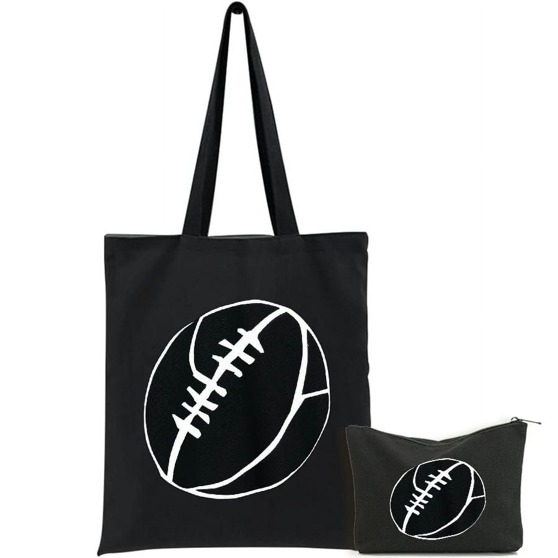 Mom Gifts Canvas Tote Bag - 'Livin That Football Mom Aesthetic' Large Shoulder Bag, 16.5x15 Inch