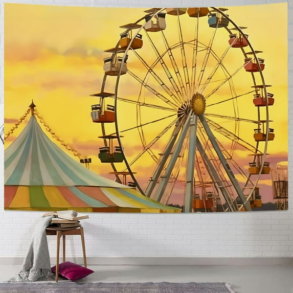 COMIO Amusement Park Ferris Wheel Joyride Fun Wall Art Tapestry Painting