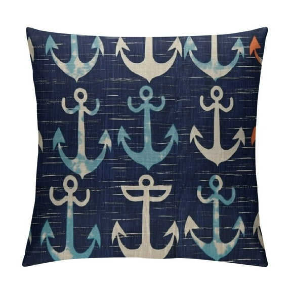COMIO Anchor Decorative Pillow Cover for Couch Nautical Decor Square Cushion Case Sofa Home Decorations Dark Blue