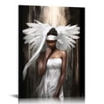 thumbnail image 1 of COMIO  Angel Wall Art Canvas Black Woman with Angel Wings Painting Prints Modern African American Abstract Girl Pictures Artwork for Home Living Room Bedroom Decor, 1 of 4