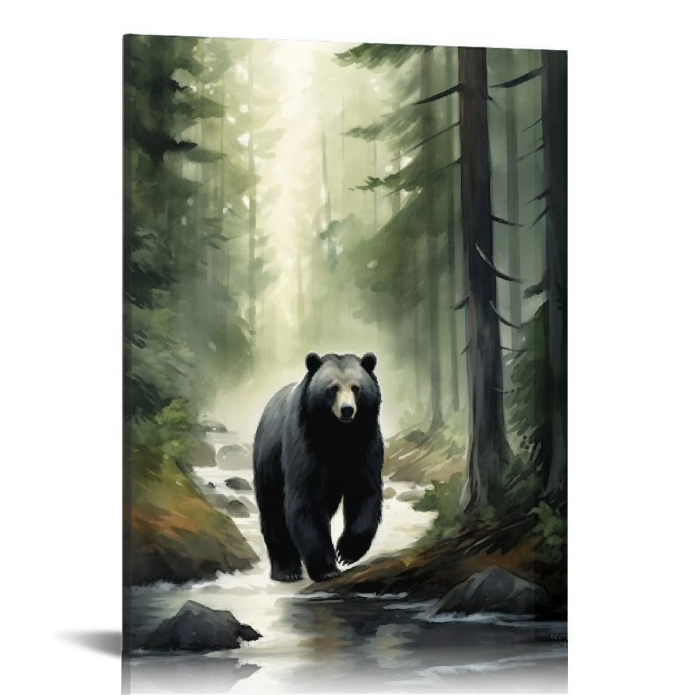 COMIO Animal Arts Living Room Wall Decor Canvas Wall Art Black Bear