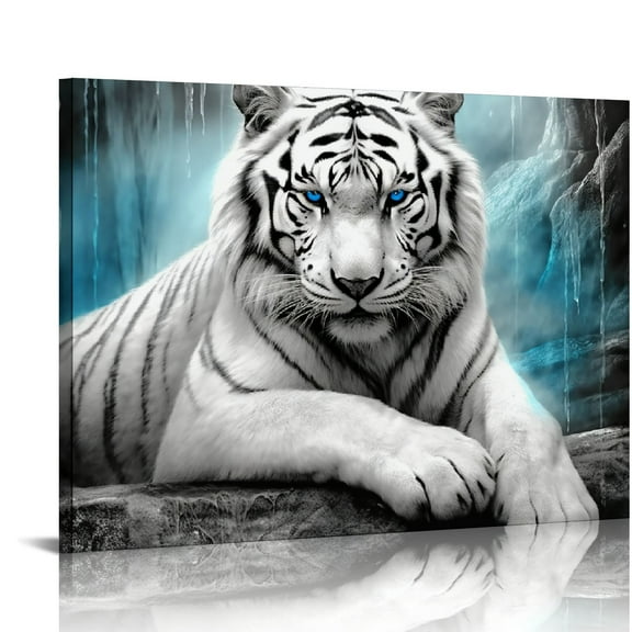 COMIO  Animal Black and White Tiger Canvas Wall Art Picture Tiger artwork for wall Tiger painting Print Wall Decor Office Living Room Wall Art Bedroom Home Art Room Decor Framed Picture