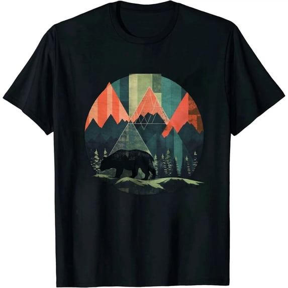 COMIO Animal Geometric Pattern Colorful Rhino T-Shirt