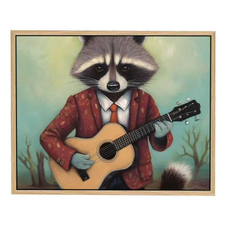comio-animals-pattern-raccoon-wearing-red-suit-guitar-print-on-canvas-20x16in-walmart-com