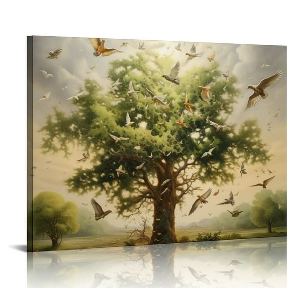 COMIO Anniversary Family Tree Artwork - Love is Patient Love is Kind Bible Verse - Unique Wedding & Housewarming Canvas Wall Decor Gifts - Color Beige # 1 Size