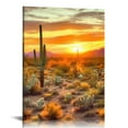 thumbnail image 1 of COMIO  Arizona Canvas Wall Art Golden Sunset in Sonoran Desert Landscape Painting Saguaro Cactus Pictures Print Southwest Decor, 1 of 5