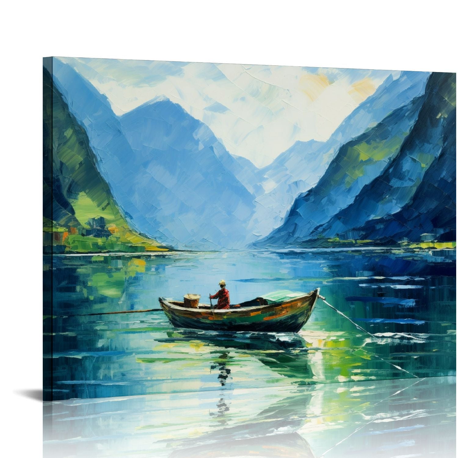 COMIO Arjun Lake Canvas Wall Art Blue Mountain Sky Nature Landscape ...