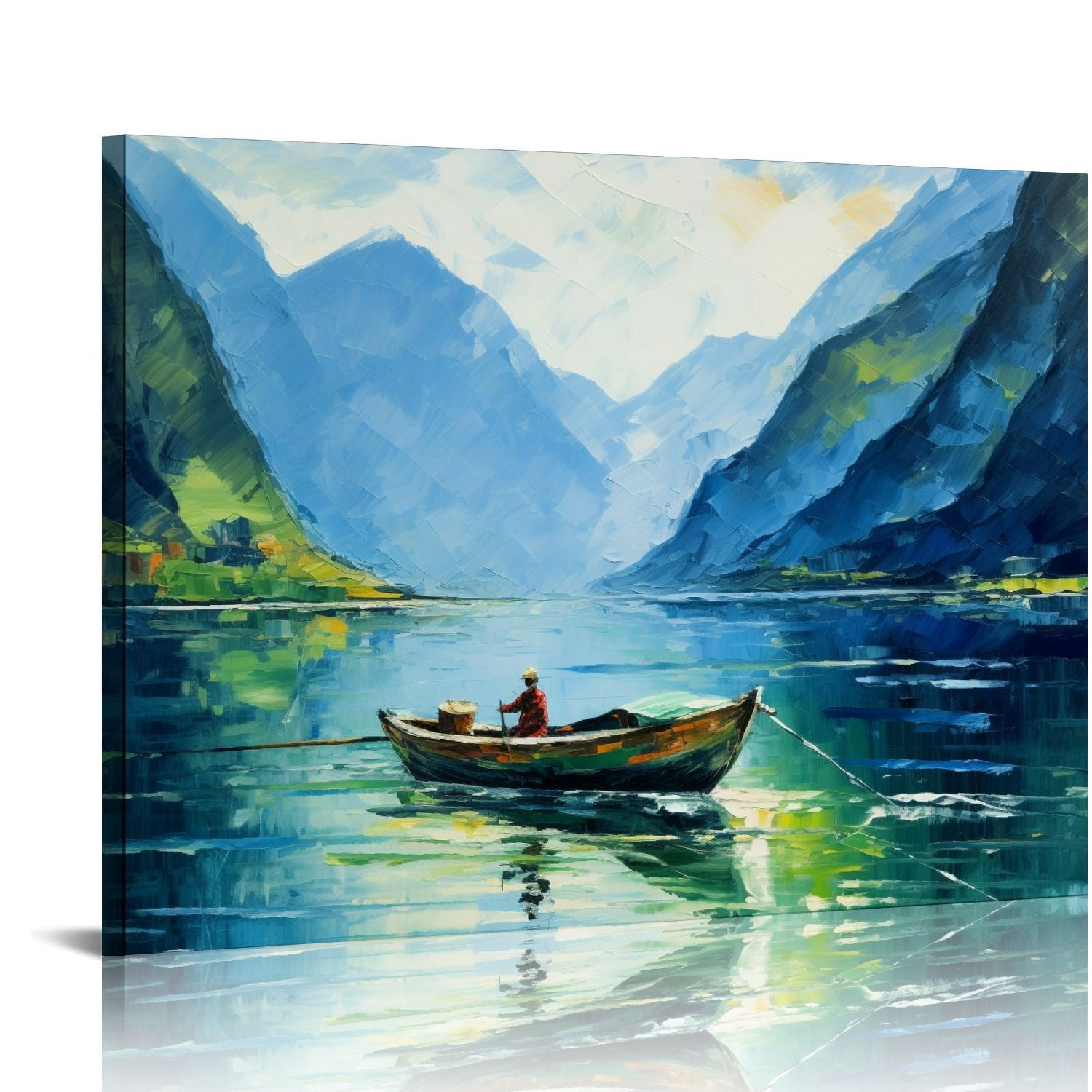COMIO Arjun Lake Canvas Wall Art Blue Mountain Sky Nature Landscape ...