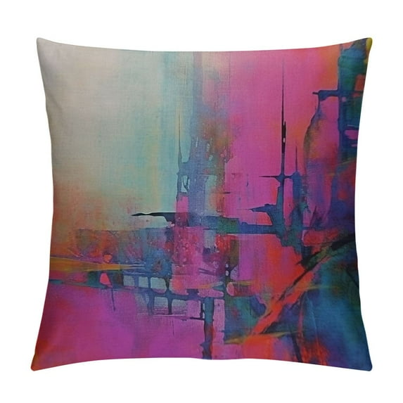 COMIO Art Abstract Throw Pillow Case Cushion Covers Bright Fuchsia, Magenta, Pink, Red, Yellow, Green and Blue for Couch Bed Sofa Car Waist