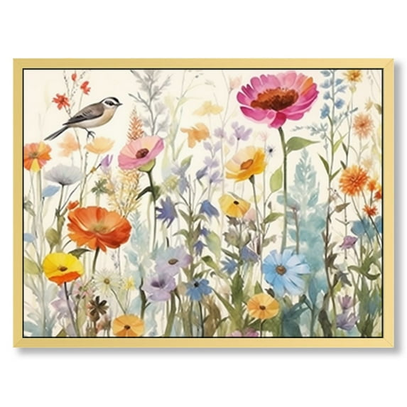COMIO Art Modern Floral Colorful Wildflower 16x12in / 20x16in with Golden Frame Decorative Painting 16x12in