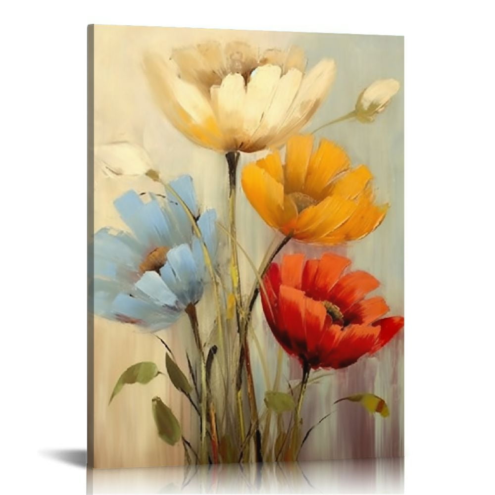 COMIO Art Prints on Canvas Elegant Poppies Picture Painting Prints Red ...