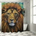 thumbnail image 1 of COMIO Art Wild Lion Animal Furry Mammal Predator Palette Mane Expressive Feline Shower Curtain Multiple Sizes Durable and Washable White, 1 of 6