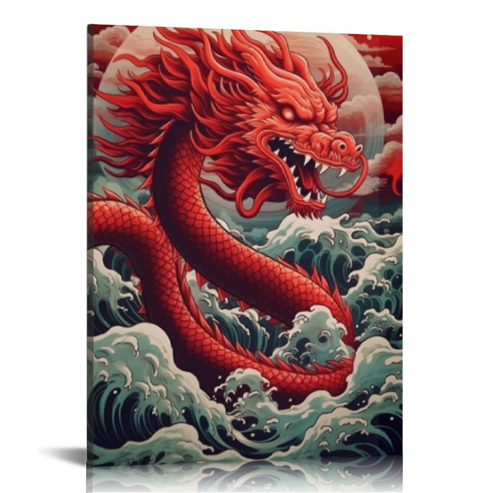 MLJA Wall Art Dragon Poster, Dragon Wall Decor, Japanese Dragon