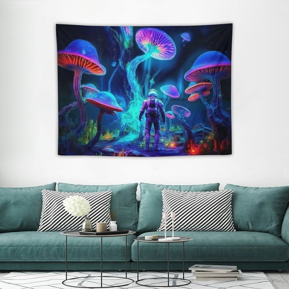 COMIO Astronaut Tapestry Plants Jellyfish Neon Galaxy Space Wall Hanging for Room