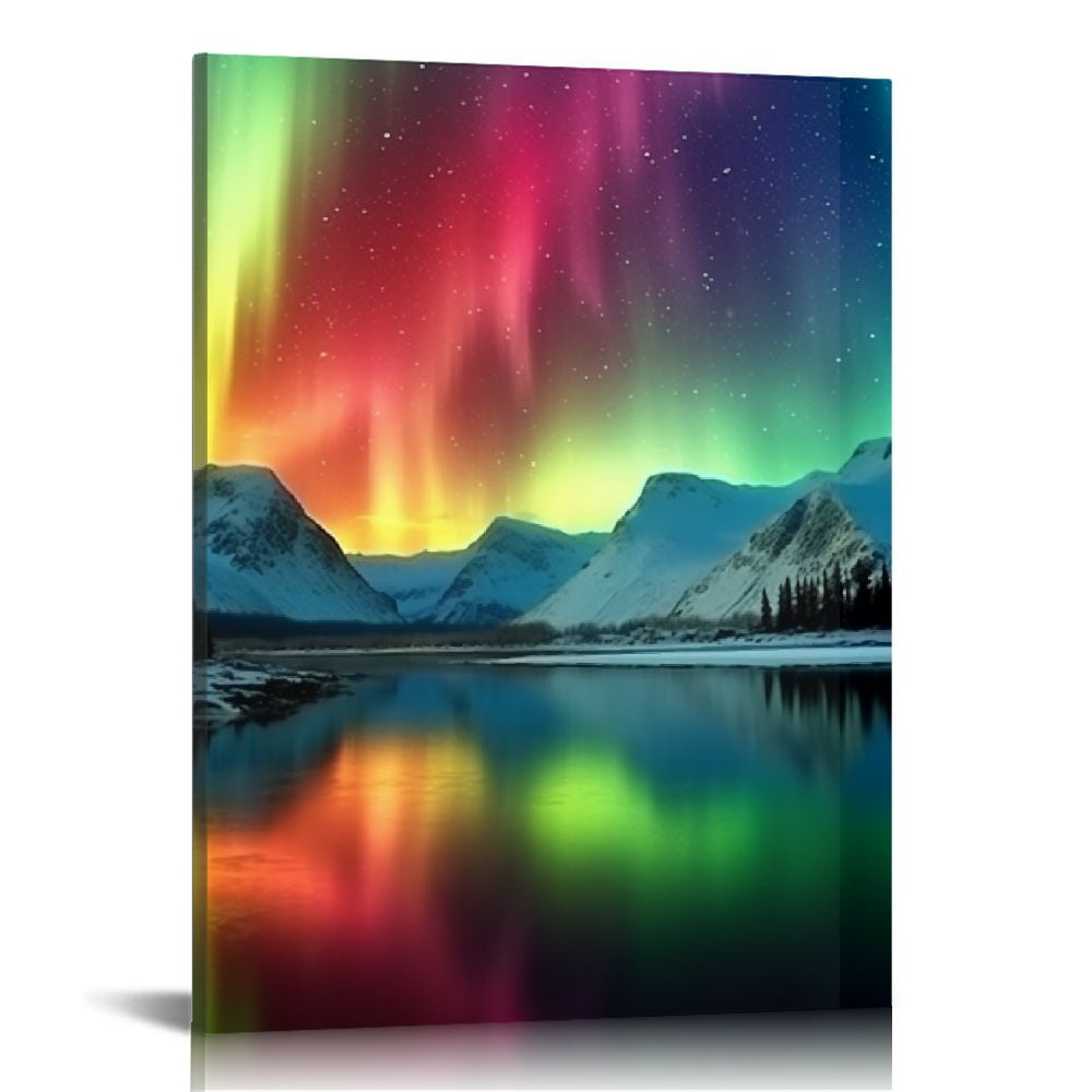 COMIO Aurora Borealis Canvas Wall Art Northern Lights Canvas Print