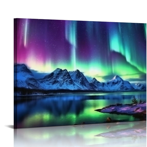 COMIO Aurora Borealis Wall Art Canvas Northern Prints Boys Bedroom Pictures Wall Decor Nature Painting Artwork for Living Kids Room Office Wall Decoration Scenery