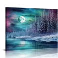 thumbnail image 1 of COMIO Aurora Borealis Wall-Art Office Colorful Wall Art Nature Wall Art for Living Room Tree Pictures Moon Poster, 1 of 4