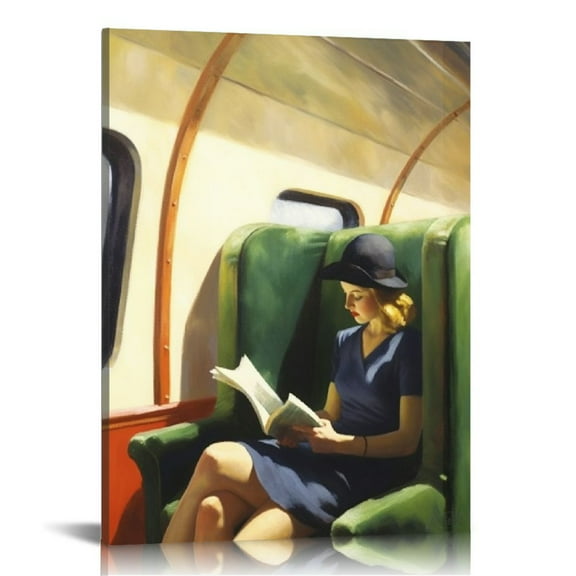 COMIO Automat Canvas Print by Edward Hopper - New Realism Wall Art Poster - Famous Oil Paintings Reproductions Art Decorations for Office, Bedroom, Living Room - 16x20 inch