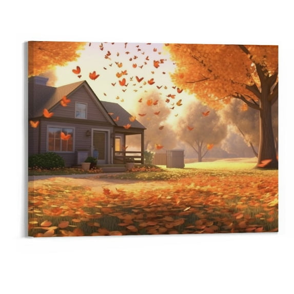COMIO Autumn Scene Fall - Canvas Art Wall Decor 20x16in for Living Room ...