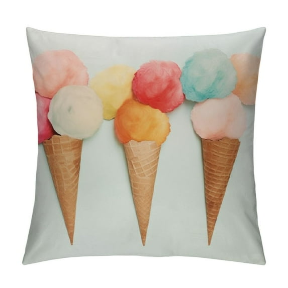 COMIO Avery Quinn Collection Ice Cream Cones Pom Throw Pillow with Poly Filling, Multi