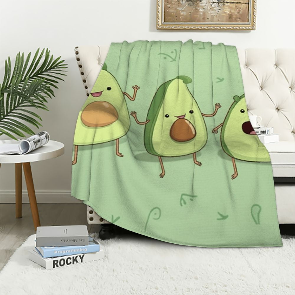 Pink Avocado Pattern Print Hooded Blanket