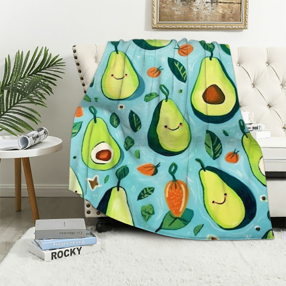 Avocado Print Twin Size Soft Fleece Blanket