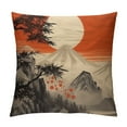 thumbnail image 1 of COMIO  Bamboo Pillow Case,Japanese Bamboo Trees Sun and Mountains Painting Satin Cushion Cover Square Standard Home Decorative for Men/Women Black,Red,Gray, 1 of 5