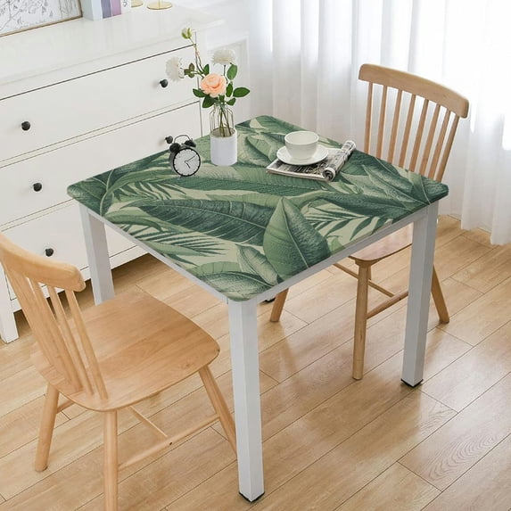 COMIO Banana Leaves Great for Home Kitchen/Parties/Holiday Dinner Square Tablecloth White