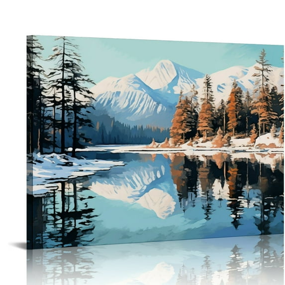 COMIO Banff Canvas Art Prints Moraine Lake Wall Art Colorado Mountain Artwork Pictures Modern National Park Scenery Poster Stretched and Framed for Living Room Decor