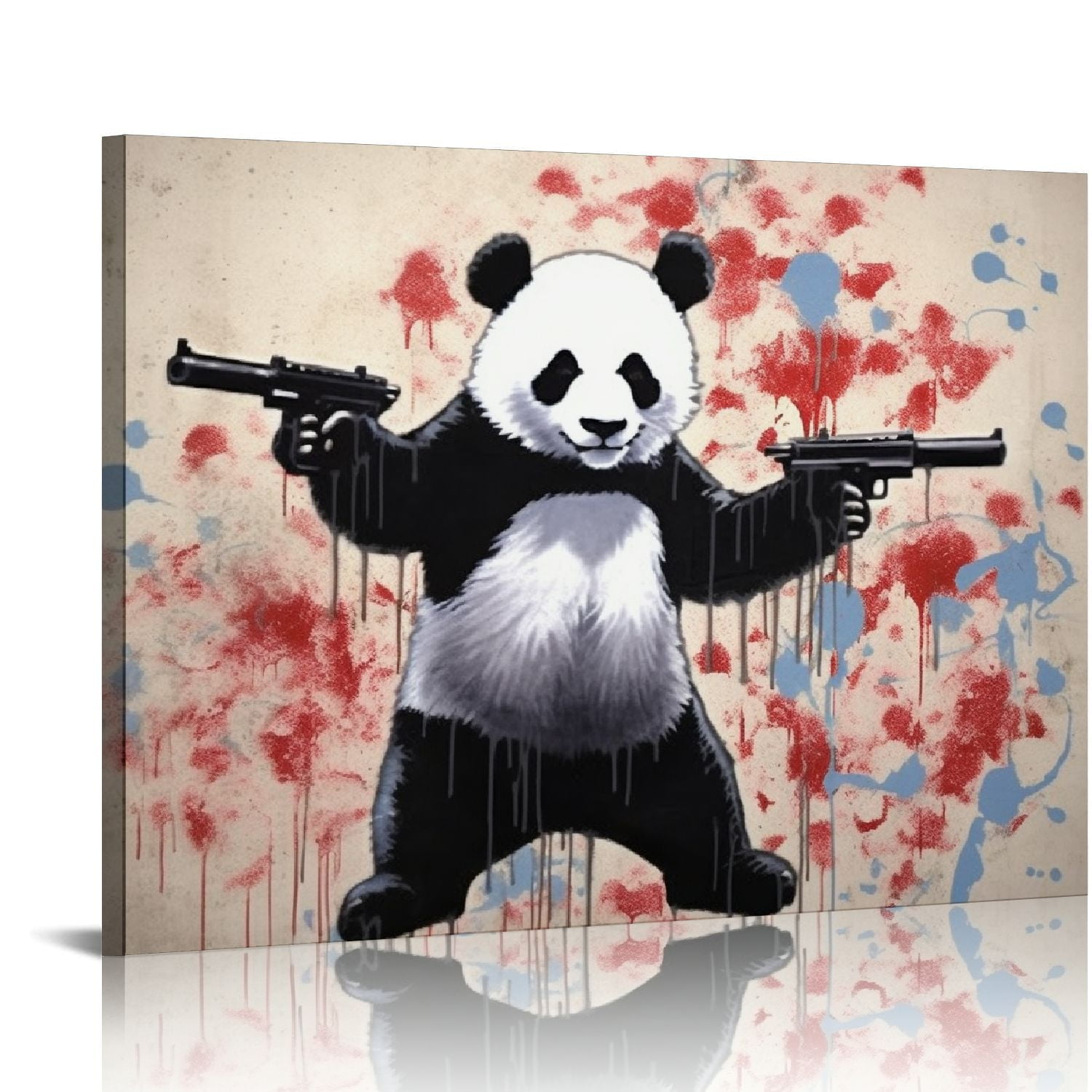 COMIO Banksy Canvas Print Wall Art - Panda with Guns Graffiti & Street ...