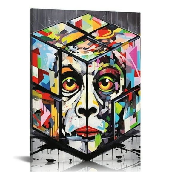 COMIO  Banksy Canvas Wall-Art For Living Room - Street Graffiti Wall Art for Bedroom - Large Abstract Painting Pop Art Modern Home Office Decor Stretched And Framed Ready to Hang