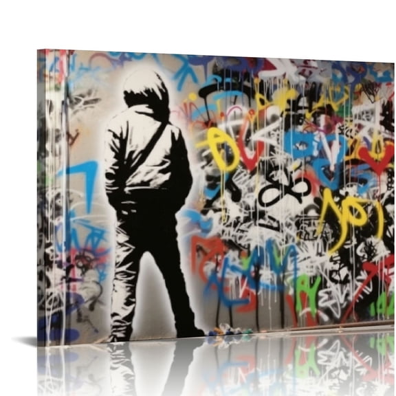 COMIO  Banksy Canvas Wall Art for Living Room, Graffiti Art Wall Decor for Office, Funny Picture Print Painting for Boys Room