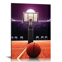 COMIO  Basketball Court Pictures for Bedroom Black and White Canvas Wall Art Sports Painting Prints Artwork for Living Room Boys Room Stretched and Framed