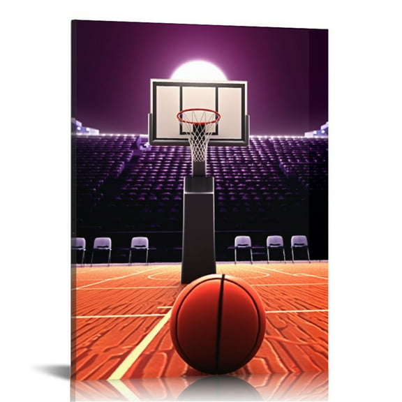 COMIO  Basketball Court Pictures for Bedroom Black and White Canvas Wall Art Sports Painting Prints Artwork for Living Room Boys Room Stretched and Framed
