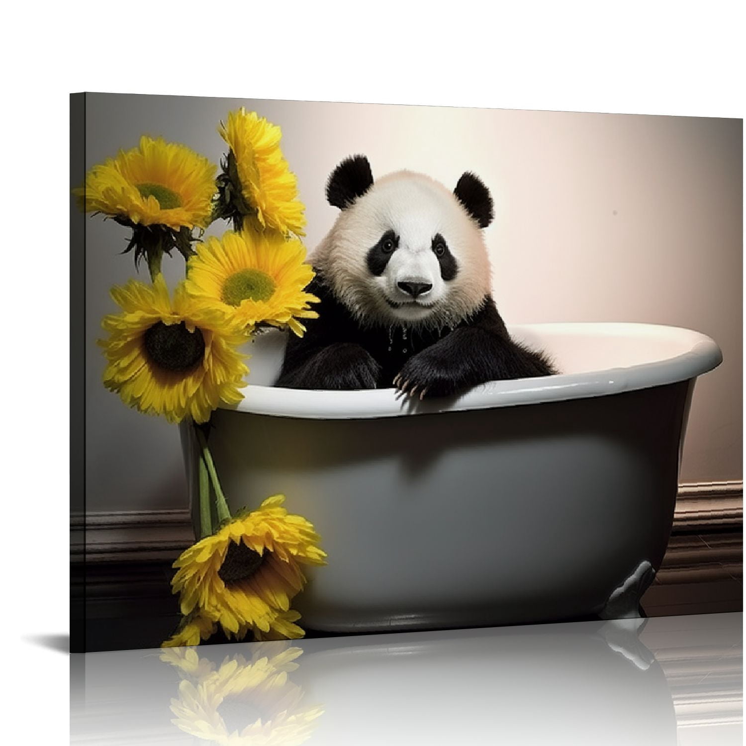 COMIO Bathroom Canvas Wall Art Funny Panda in the Bathtub and Hugs ...