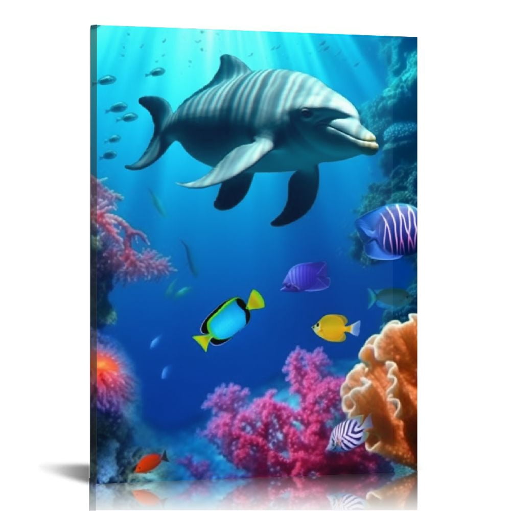 COMIO Bathroom Canvas Wall Art Sea Turtle Wall Decor for Living Room ...