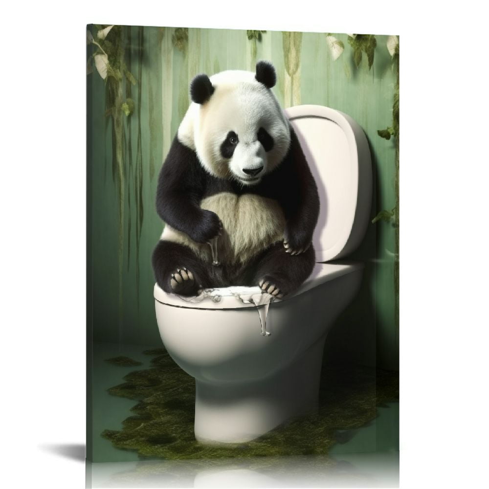COMIO Bathroom Decor Canvas Wall Art Wall Decoration Funny Animal ...