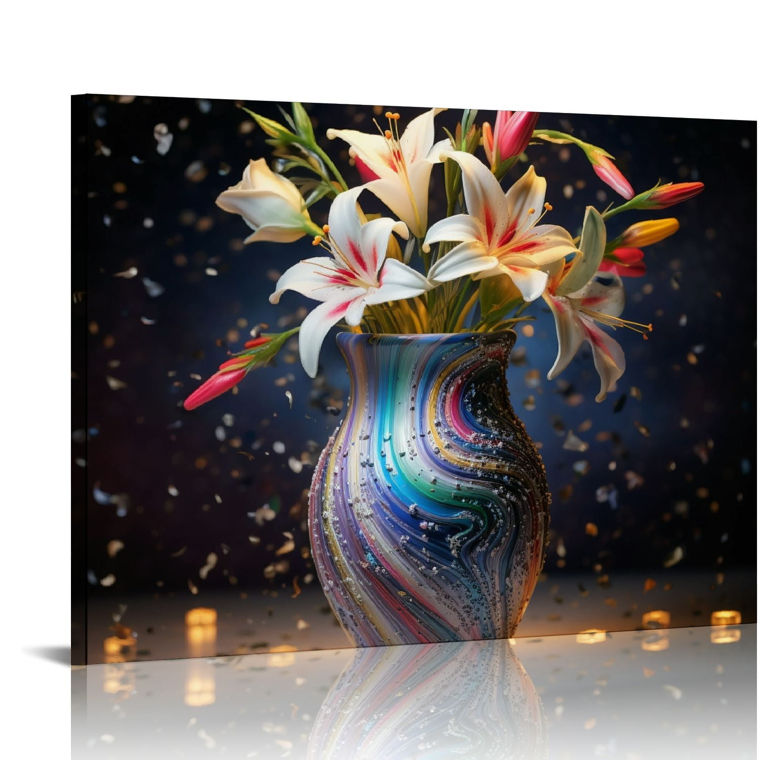 COMIO Bathroom Decor Wall Art Blue Beach Picture Ocean Theme Flower ...