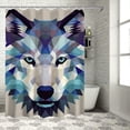 thumbnail image 1 of COMIO Bathroom Shower Curtain Animal with Geometry Wolf Head White, 1 of 6