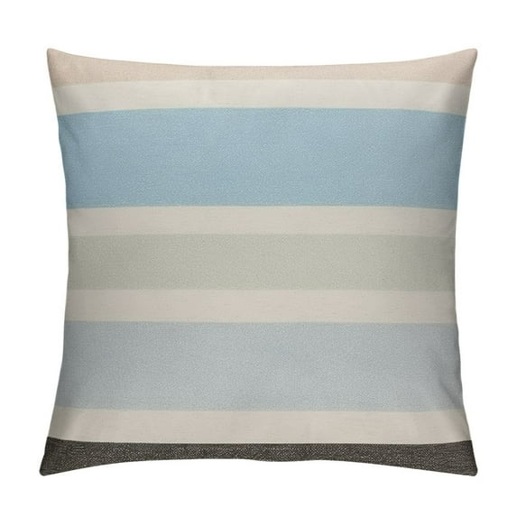 COMIO Beach Coastal Decorative Pillow Cover ONLY for Couch, Sofa, or Bed, Light Blue Tan Taupe Color Blocked Stripe