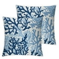 thumbnail image 1 of COMIO  Beach Ocean Nautical Coastal Navy Blue Starfish Coral Throw Pillow Cover Pillowcase  (Set of 2) Decor, Summer Beach Farmhouse Sofa Bed Bedroom Home Decoration, 1 of 6