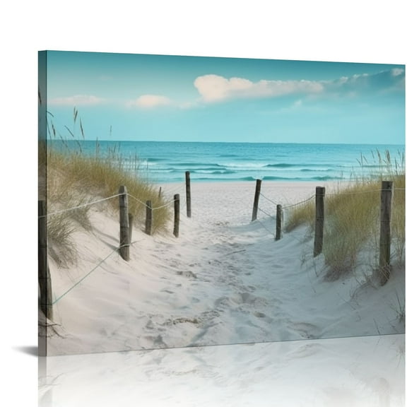 COMIO Beach Path Coastal Scene Wall Art 20" x 16" Framed Canvas Prints