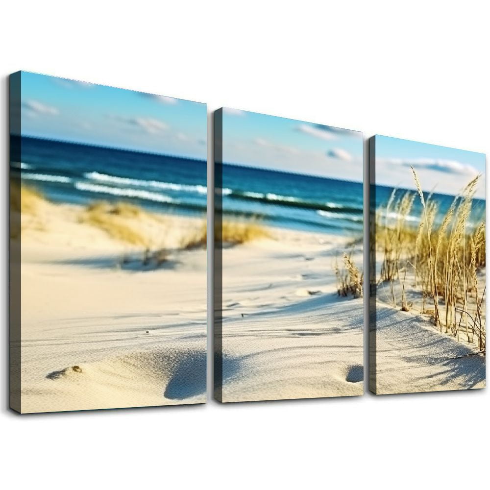 COMIO Beach Pictures Wall Art for Bathrooms Canvas Framed Seacoast ...